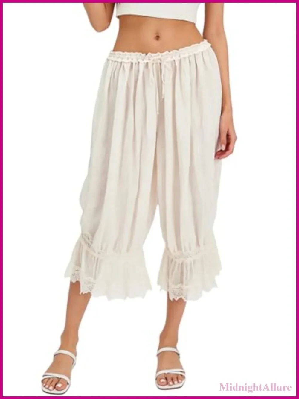 Lace Trim Bloomer Pants Women Y2K Ruffle Pantaloons Pettipants